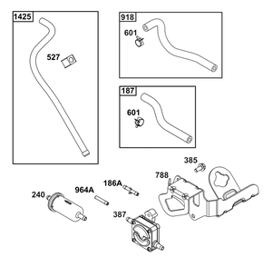 Fuel Supply Group Diagram and Parts List for 540477-0127-G1 400000 - 699999 Briggs and Stratton Engine